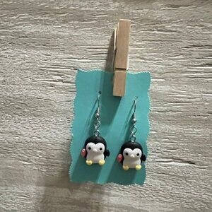 New Penguin Resin Charm Hanging Earrings